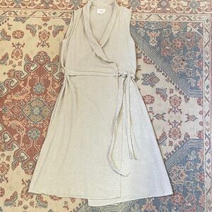 Everly Beige Wrap Midi Dress